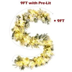 Costway 9ft Pre-lit Snowy Christmas Garland w/ Berries Poinsettia Flowers Timer 13 Costway 9ft Pre-lit Snowy Christmas Garland w/ Berries Poinsettia Flowers Timer -Outlet Xmas Decor Tree Store GUEST d45ed09b 90ac 4b4e 92f6 637b78eae337