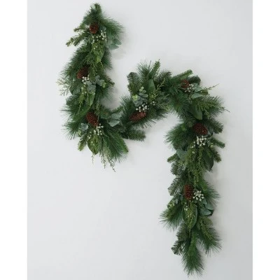 Sullivans Artificial Mixed Pine and Eucalyptus Garland 72"L Green 5 Sullivans Artificial Mixed Pine and Eucalyptus Garland 72"L Green - Image 3