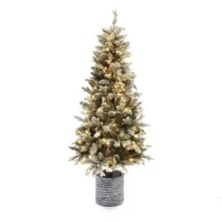 LuxenHome 5.6Ft Pre-Lit LED Artificial Slim Fir Christmas Tree with Pot 13 LuxenHome 5.6Ft Pre-Lit LED Artificial Slim Fir Christmas Tree with Pot -Outlet Xmas Decor Tree Store GUEST d52a6a0b c758 41a2 ba78 4c40b7604e72