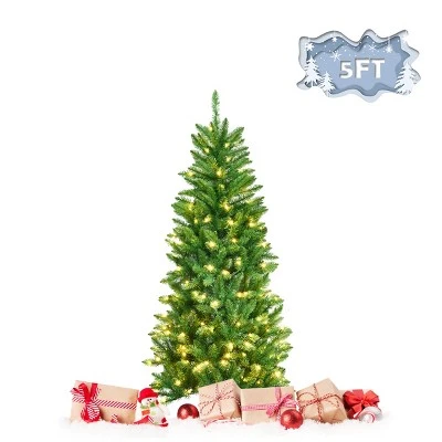 Tangkula Pre-lit Hinged Artificial Pencil Fir Christmas Tree with UL-listed Lights 12 Tangkula Pre-lit Hinged Artificial Pencil Fir Christmas Tree with UL-listed Lights - Image 10