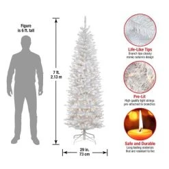 National Tree Company 7 ft Artificial Pre-Lit Slim Christmas Tree, White, Kingswood Fir, White Lights, Includes Stand -Outlet Xmas Decor Tree Store GUEST d53ff2a6 f1cf 4276 99cf 48e06a220809