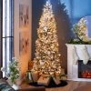 Home Heritage Anson 7-Foot Pencil Slim Pine Flocked Artificial Christmas Tree Prelit with 350 Clear Incandescent Lights, 938 PVC Tips, and Stand -Outlet Xmas Decor Tree Store GUEST d5d87abd a126 4eba a11e 55bf7bac8f98
