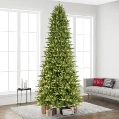 12ft Pre-lit Full Artificial Christmas Tree Forest Fir - Puleo
