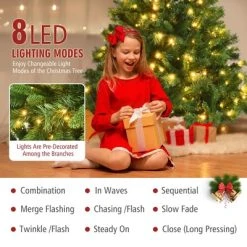 Costway 7ft Pre-Lit Artificial Hinged Christmas Tree w/8 Modes LED Lights and Foot Pedal -Outlet Xmas Decor Tree Store GUEST d6368781 830f 4ca6 8ad0 b20c5b378008