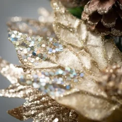 Sullivans Artificial Gold Poinsettia Pine Swag Multicolor 32"H