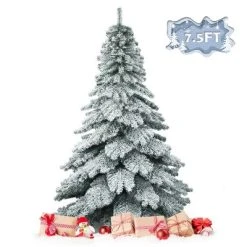 Tangkula Snow Flocked Artificial Christmas Tree Hinged Alaskan Pine Decoration Tree -Outlet Xmas Decor Tree Store GUEST d78fb1af cf40 4b56 8af9 54c94dc83dca