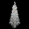 Northlight 3.5' x 18'' Pre-Lit Potted Flocked White Tinsel Artificial Christmas Tree - Clear Lights