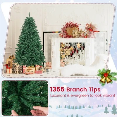 Costway 6ft Hinged Artificial Christmas Tree Unlit Douglas Full Fir Tree w/ 1355 Tips 7 Costway 6ft Hinged Artificial Christmas Tree Unlit Douglas Full Fir Tree w/ 1355 Tips - Image 5