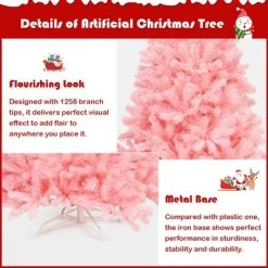 Costway 7.5Ft Hinged Artificial Christmas Tree Full Fir Tree New PVC w/ Metal Stand Pink 16 Costway 7.5Ft Hinged Artificial Christmas Tree Full Fir Tree New PVC w/ Metal Stand Pink -Outlet Xmas Decor Tree Store GUEST d8de3e5d 0a6f 455a b749 49412817a82d