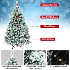 Costway 4.5Ft Pre-Lit Premium Snow Flocked Hinged Artificial Christmas Tree w/200 Lights 16 Costway 4.5Ft Pre-Lit Premium Snow Flocked Hinged Artificial Christmas Tree w/200 Lights -Outlet Xmas Decor Tree Store GUEST d92d8829 9da7 4a5d 9cf5 ec7d277844f7