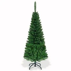 Tangkula 4.5ft Pencil Christmas Tree Pre-Lit Hinged Artificial Decoration w/ 150 Colorful Lights -Outlet Xmas Decor Tree Store GUEST d9a932a4 f5a4 4806 9021 1f1028ae5b96