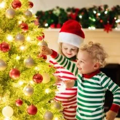 Tangkula Artificial Pre-Lit Christmas Tree, Green Flocked Christmas Hinged Tree w/ Branch Tips & Warm LED lights 19 Tangkula Artificial Pre-Lit Christmas Tree, Green Flocked Christmas Hinged Tree w/ Branch Tips & Warm LED lights -Outlet Xmas Decor Tree Store GUEST da699acc a864 4cea 84f0 aadaae68c122