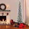 9ft Pre-Lit Flocked Portland Slim Artificial Christmas Pine Tree - Puleo