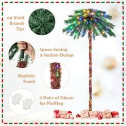Costway 6FT Pre-Lit Artificial Tropical Christmas Palm Tree w/ 210 Multi-Color Lights -Outlet Xmas Decor Tree Store GUEST dafe9c7e 39b5 48a4 bc22 452bf188729c