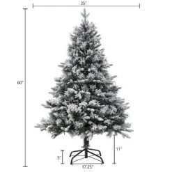 LuxenHome 5ft Pre-Lit LED Artificial Flocked Full Fir Christmas Tree -Outlet Xmas Decor Tree Store GUEST db3acee6 7b4f 4c4b 9c23 57634af3f86b