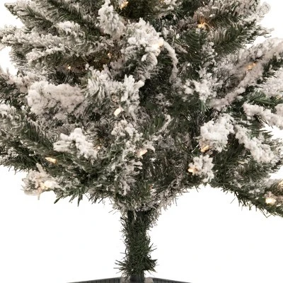 Northlight 4' Pre-Lit Flocked Pine Slim Artificial Christmas Tree, Clear Lights 5 Northlight 4' Pre-Lit Flocked Pine Slim Artificial Christmas Tree, Clear Lights - Image 3