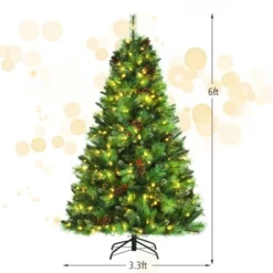 Tangkula 6ft Pre-lit Christmas Tree Artificial Christmas Pine Tree w/ 350 LED Lights & 814 Branch Tips -Outlet Xmas Decor Tree Store GUEST dbd50a74 33ce 4dba 8e6c d8b27b823f76
