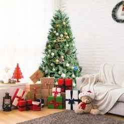 Costway 6ft7ft8ft Snow Flocked Artificial Christmas Tree w/ 71516511139 Glitter PE & PVC Tips -Outlet Xmas Decor Tree Store GUEST dc7a552e 8909 4fa9 bbcc b9c6de1840d1