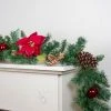 Northlight 6' x 10" Unlit Green Pine, Poinsettias and Gold Berry Artificial Christmas Garland