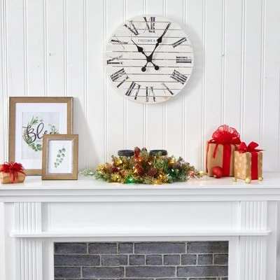 Nearly Natural 24-in Flocked Artificial Christmas Double Candelabrum with 35 Multicolored Lights and Pine Cones 7 Nearly Natural 24-in Flocked Artificial Christmas Double Candelabrum with 35 Multicolored Lights and Pine Cones - Image 5