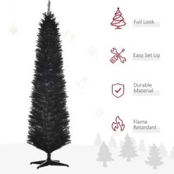 HOMCOM 82.75" Slim Noble Fir Unlit Artificial Christmas Tree with Realistic Branches and 499 Tips 22 HOMCOM 82.75" Slim Noble Fir Unlit Artificial Christmas Tree with Realistic Branches and 499 Tips -Outlet Xmas Decor Tree Store GUEST dd34a848 01d5 4196 8035 0359ae5909a7