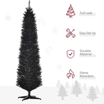 HOMCOM 82.75" Slim Noble Fir Unlit Artificial Christmas Tree with Realistic Branches and 499 Tips 10 HOMCOM 82.75" Slim Noble Fir Unlit Artificial Christmas Tree with Realistic Branches and 499 Tips - Image 8