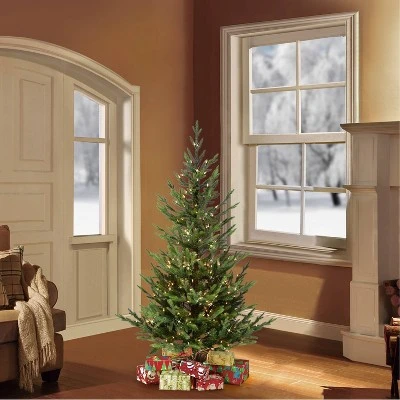 Puleo 4.5' Pre-Lit Natural Fir Artificial Christmas Tree Clear Lights 3 Puleo 4.5' Pre-Lit Natural Fir Artificial Christmas Tree Clear Lights