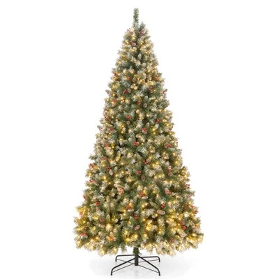 Costway 5FT/6.5FT/7.5FT Artificial Christmas Tree Hinged with 200/420/560/650 Warm LED Lights & 126/207/267/309 Red Berries 15 Costway 5FT/6.5FT/7.5FT Artificial Christmas Tree Hinged with 200/420/560/650 Warm LED Lights & 126/207/267/309 Red Berries - Image 13