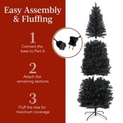 Best Choice Products Pre-Lit Black Artificial Christmas Tree, Holiday Pencil Tree w/ Metal Base -Outlet Xmas Decor Tree Store GUEST ddb544d2 d126 4a21 b780 3e30ab3fbb1c