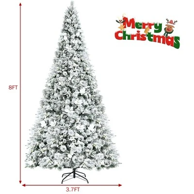 Tangkula Artificial Snow Flocked Christmas Tree, 8FT Hinged Christmas Tree W/ 1239 Branch Tips 9 Tangkula Artificial Snow Flocked Christmas Tree, 8FT Hinged Christmas Tree W/ 1239 Branch Tips - Image 7