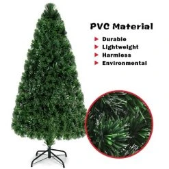 Costway Pre-Lit Fiber Optic Artificial PVC Christmas Tree Metal 5Ft -Outlet Xmas Decor Tree Store GUEST de2b7ebf 6394 411a 9a83 bd6a2df038fd