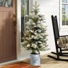 LuxenHome 3Ft Pre-Lit LED Artificial Flocked Fir Christmas Tree with Metal Pot
