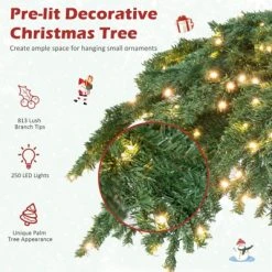 Tangkula 6 ft Led Lighted Christmas Palm Tree Pre-lit Artificial Palm Tree w/250 Led Lights & Metal Base Tropical Style Hinged Christmas Tree -Outlet Xmas Decor Tree Store GUEST de779526 b10e 4970 b759 2d8f2b5216d7