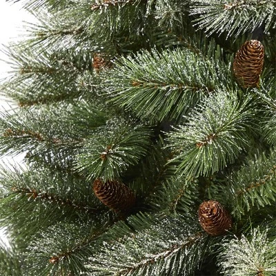 6ft Nearly Natural Unlit Snowed French Alps Mountain Pine with Pinecones Artificial Christmas Tree 4 6ft Nearly Natural Unlit Snowed French Alps Mountain Pine with Pinecones Artificial Christmas Tree - Image 2