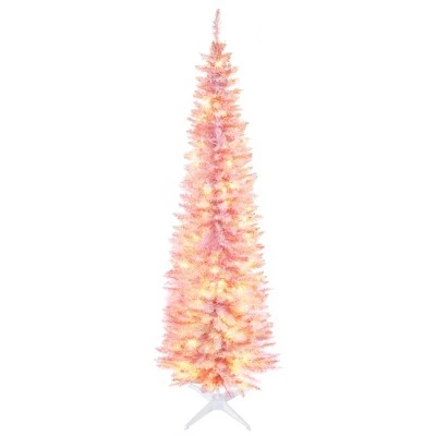 HOMCOM 7' Tall Pre-Lit Slim Noble Fir Artificial Christmas Tree with Realistic Branches, 200 Warm White LED Lights and 499 Tips 5 HOMCOM 7' Tall Pre-Lit Slim Noble Fir Artificial Christmas Tree with Realistic Branches, 200 Warm White LED Lights and 499 Tips - Image 3