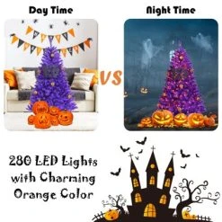 Tangkula Artificial Purple Christmas Tree, Prelit Purple Halloween Tree w/ Orange LED Lights & Pumpkin Ornaments 15 Tangkula Artificial Purple Christmas Tree, Prelit Purple Halloween Tree w/ Orange LED Lights & Pumpkin Ornaments -Outlet Xmas Decor Tree Store GUEST dfcb1323 d542 4ff4 b474 7e0e7de28bda