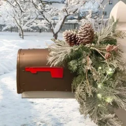 Haute Decor Haute Décor 36" Battery Operated Pre-Lit LED Snowfall Creek Christmas Artificial Mailbox Swag White Lights 5 Haute Decor Haute Décor 36" Battery Operated Pre-Lit LED Snowfall Creek Christmas Artificial Mailbox Swag White Lights -Outlet Xmas Decor Tree Store GUEST e01bce5d 2779 432a 87fe 89e5a198aeec
