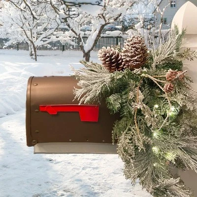 Haute Decor Haute Décor 36" Battery Operated Pre-Lit LED Snowfall Creek Christmas Artificial Mailbox Swag White Lights 4 Haute Decor Haute Décor 36" Battery Operated Pre-Lit LED Snowfall Creek Christmas Artificial Mailbox Swag White Lights - Image 2