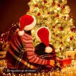 Tangkula 6FT Snow Flocked Artificial Christmas Hinged Tree Pre-lit Artificial Xmas Full Tree with 928 Branch Tips -Outlet Xmas Decor Tree Store GUEST e02cb934 e547 4d0e adb8 349be1c87d8c