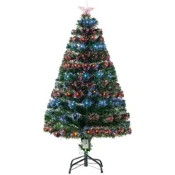 HOMCOM Fiber Optic Artificial Fir Christmas Tree, LED Pre-Lit Holiday Decoration with Lights and Branch Tips -Outlet Xmas Decor Tree Store GUEST e030ac35 e0fe 4fcb 9ea2 583f000c9988