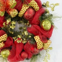 Barton 35" Christmas Hanging Garland Wreath Ornaments Leaf Bow Ribbon Door -Outlet Xmas Decor Tree Store GUEST e0419be3 5caf 4d28 a6bb d13aa76424f3