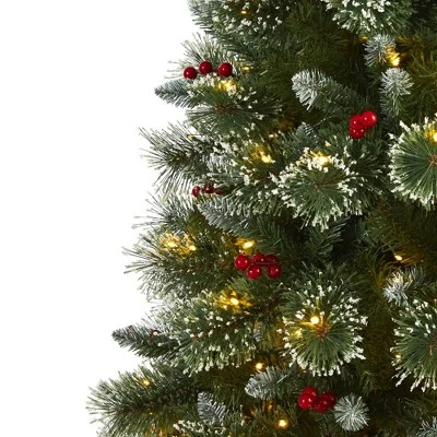 6ft Nearly Natural Pre-Lit LED Frosted Swiss Pine Artificial Christmas Tree Clear Lights 4 6ft Nearly Natural Pre-Lit LED Frosted Swiss Pine Artificial Christmas Tree Clear Lights - Image 2