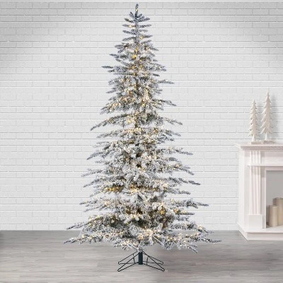 7.5ft Sterling Tree Company Full Flocked Mountain LED Pre-Lit Pine Artificial Christmas Tree 4 7.5ft Sterling Tree Company Full Flocked Mountain LED Pre-Lit Pine Artificial Christmas Tree - Image 2