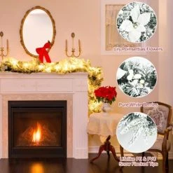 Costway 9ft Pre-lit Snowy Christmas Garland w/ Berries Poinsettia Flowers Timer 16 Costway 9ft Pre-lit Snowy Christmas Garland w/ Berries Poinsettia Flowers Timer -Outlet Xmas Decor Tree Store GUEST e05f8d85 b90a 4c9e 99a5 16e4398df885