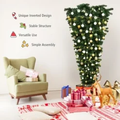 Costway 7Ft Unlit Upside Down Artificial Christmas Tree with 1000 Branch Tips Holiday -Outlet Xmas Decor Tree Store GUEST e07ac67a 428a 4744 9d7c 8c0a2995ed12