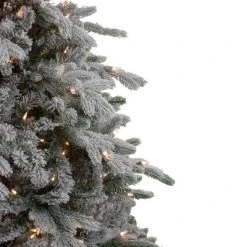 Northlight 7.5' Pre-Lit Flocked Saratoga Spruce Artificial Christmas Tree - Clear Lights -Outlet Xmas Decor Tree Store GUEST e122850b cd51 4996 a7f4 61e802314d33