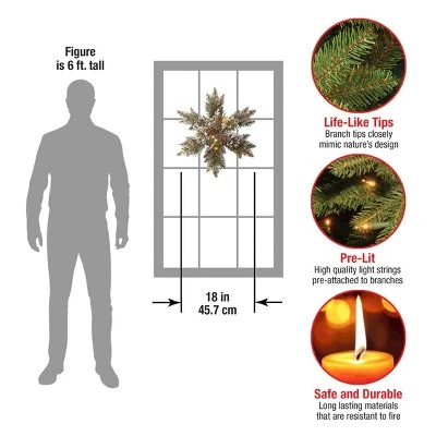 National Tree Company Pre-Lit Artificial Christmas Hanging Snowflake, Green, Glittery Bristle Pine, with Pine Cones, Frosted Branches,18 Inches 5 National Tree Company Pre-Lit Artificial Christmas Hanging Snowflake, Green, Glittery Bristle Pine, with Pine Cones, Frosted Branches,18 Inches - Image 3