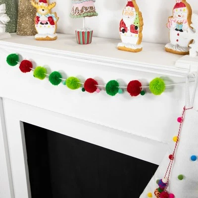Northlight 46" Green and Red Christmas Wool Beaded Garland - Unlit 4 Northlight 46" Green and Red Christmas Wool Beaded Garland - Unlit - Image 2