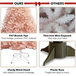 Costway 6ft/7ft Pink Christmas Tree Hinged Full Fir Tree Metal Season -Outlet Xmas Decor Tree Store GUEST e164a0ac 3823 4e45 b2f7 929f02a54274