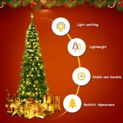 Costway 6.5ft Pre-Lit Hinged Pencil Christmas Tree 250 White Lights -Outlet Xmas Decor Tree Store GUEST e1790fff ffdb 4351 866c d2fad6a6048d